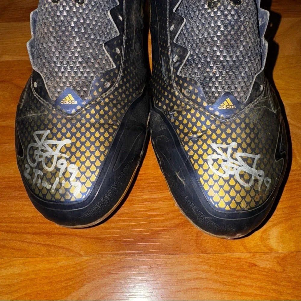 ADIDAS ADIZERO AFTERBURNER 2 BASEBALL CLEATS MEN SIZE 11 NAVY BLUE/GOLD AQ8802